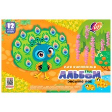 Альбом 12л А4, 100г/м,  Zoo Павлин на скрепке
