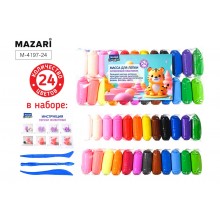 Масса для лепки (пластилин воздушный ) 24 цветов (по 12г) ,  3 стека