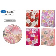 Пакет подарочный РОЗЫ 26*10*32см, плотный,с рисунком, голограф.тиснение