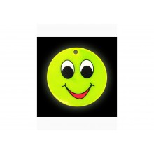 Светоотражающий элемент Смайлик двусторонний большие глаза 3см цепочка желтый