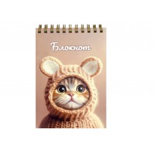 Блокнот А6 80л. # КОТЕНОК В ШАПОЧКЕ на гребне Феникс